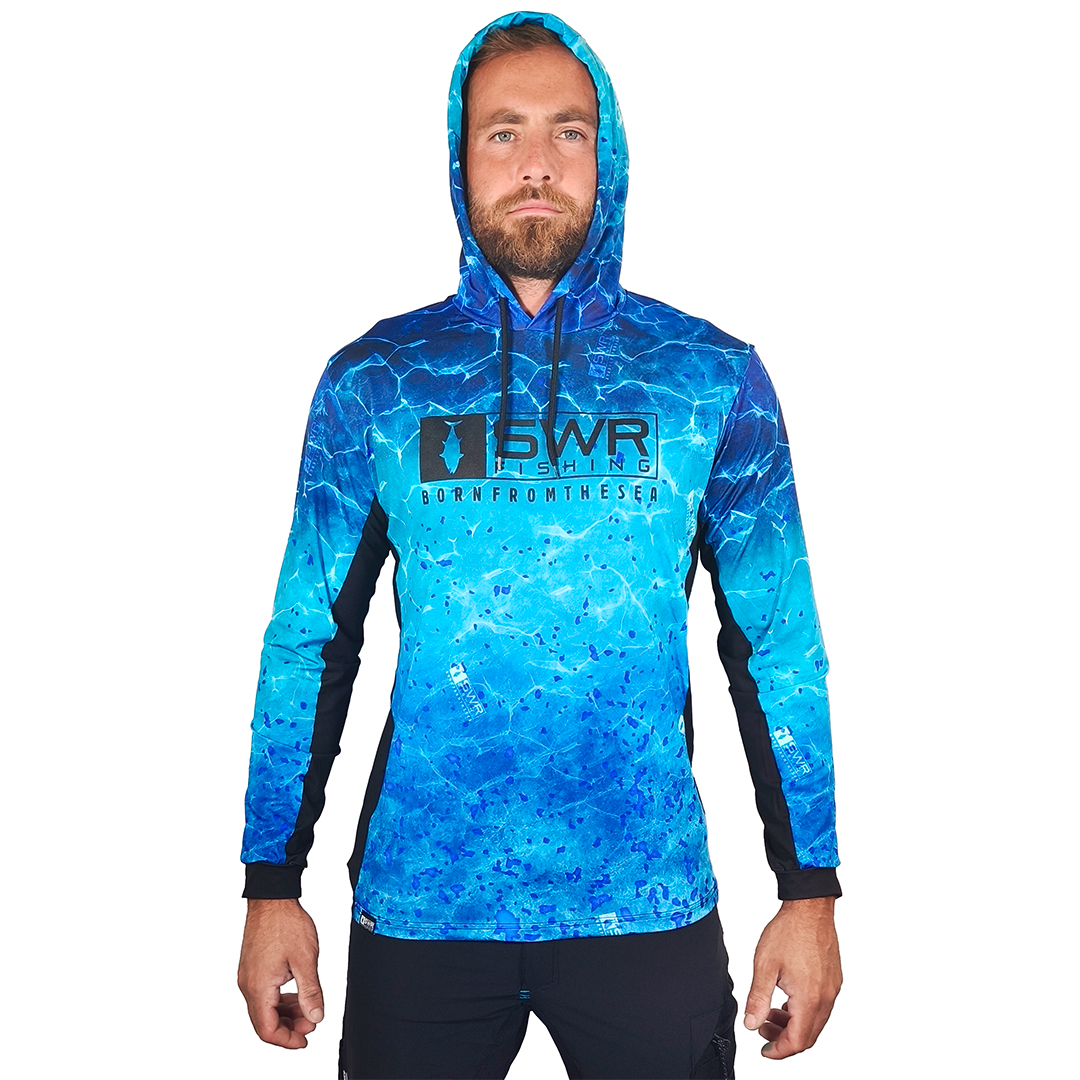 T-SHIRT TECNICA M/L AIRFLOW CON CAPPUCCIO REEF BLUE DORADO
